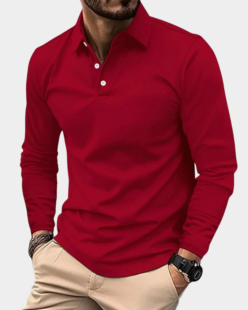 Men's Long Sleeve Smart Casual Polo Shirt