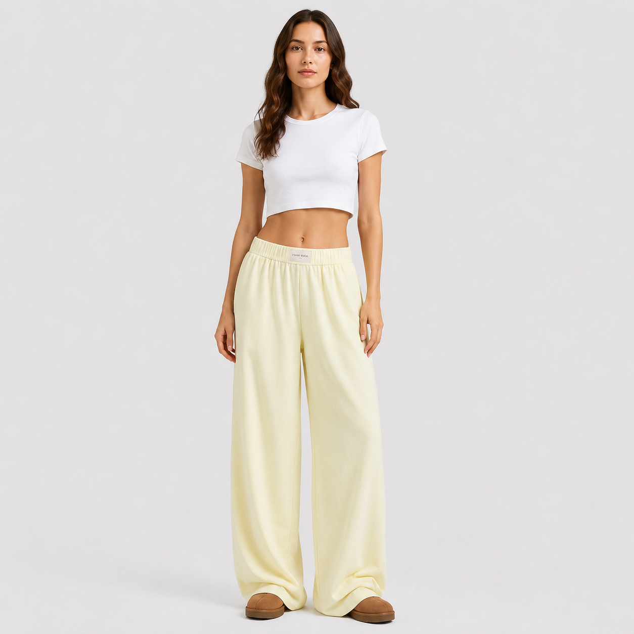 Pinstripe Wide-Leg Trousers with High-Waisted Fit