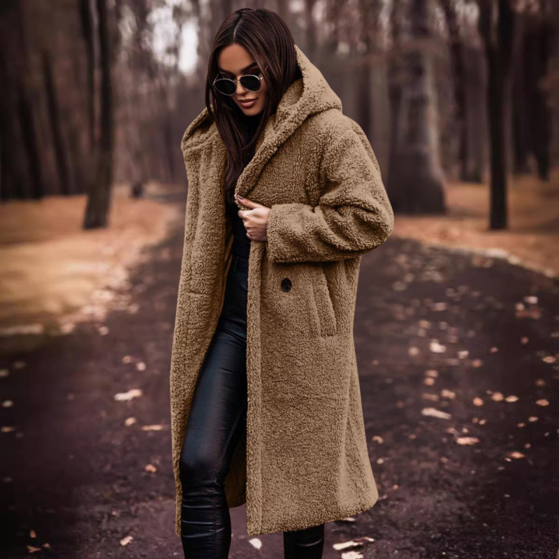 Women's Long Hooded Teddy Coat