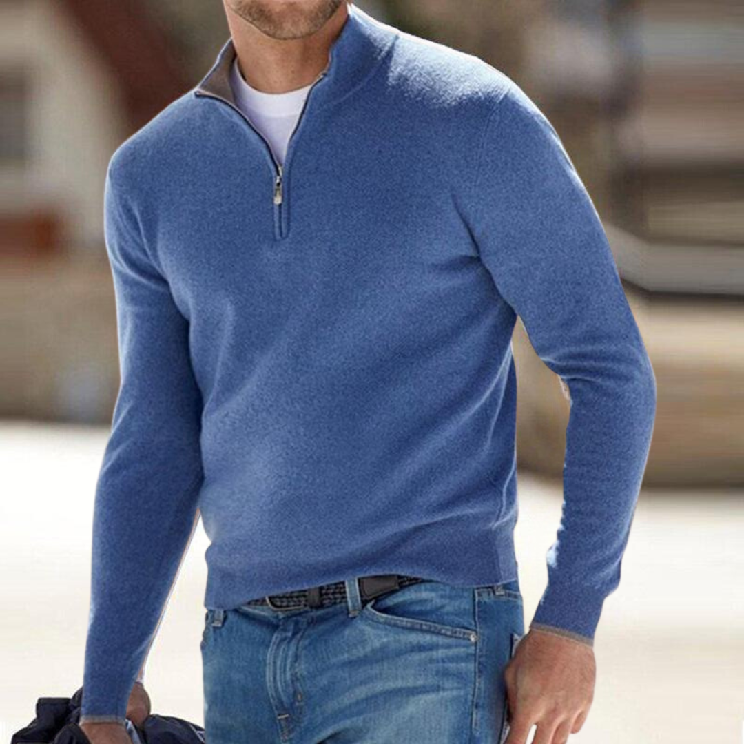 Men's Quarter Zip Knit Jumper
