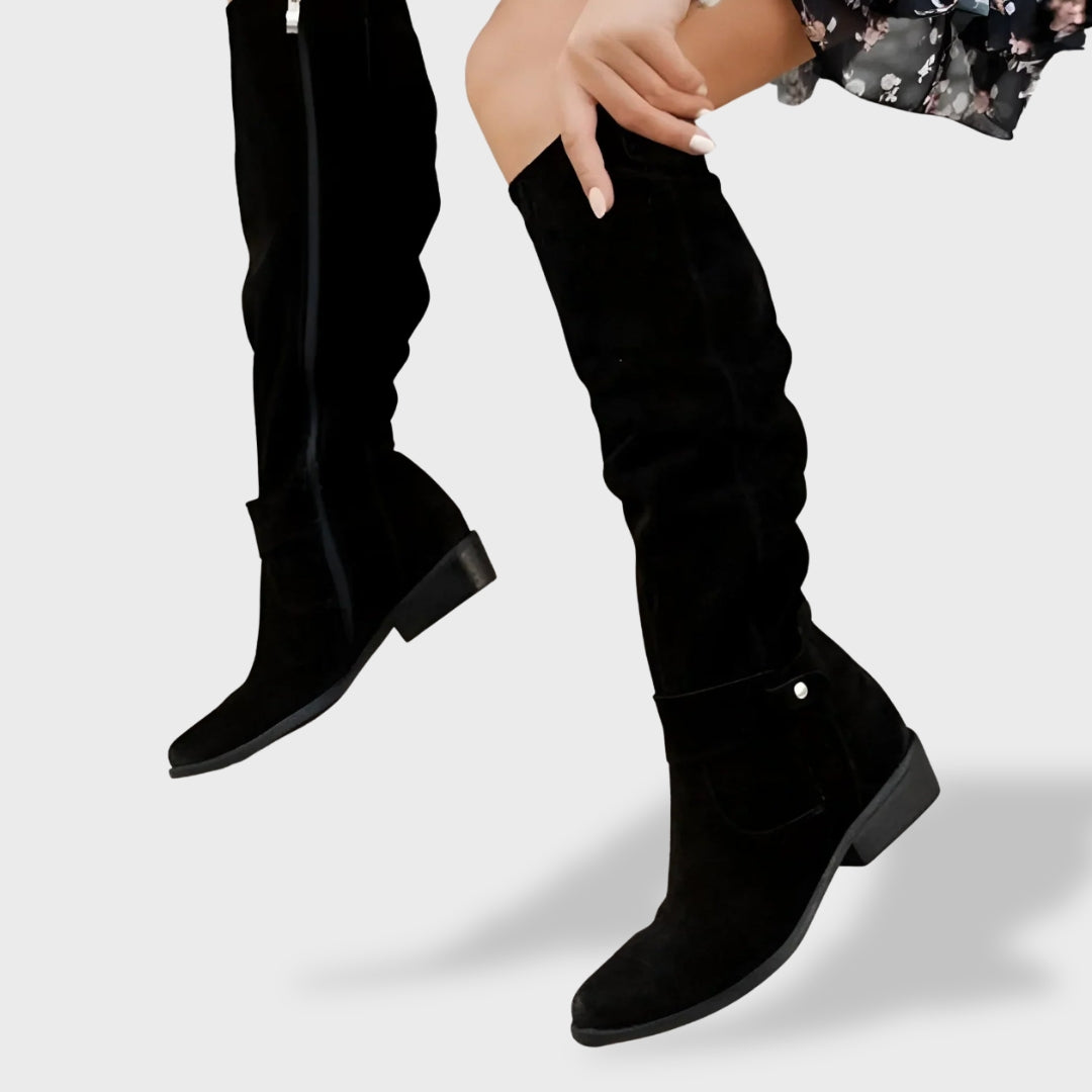 Women’s Slouch Knee-High Boots with Low Heel