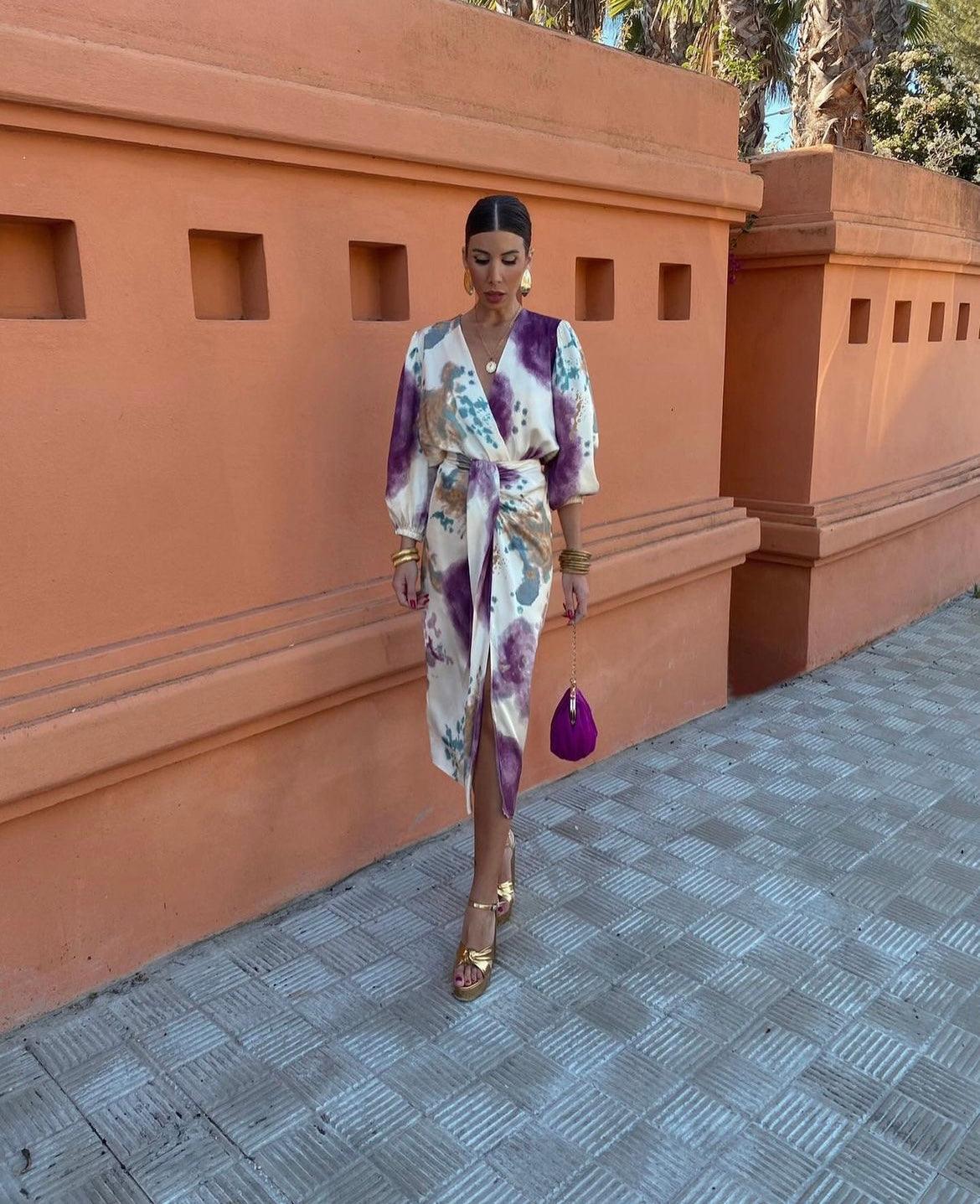 Women's Floral Print Wrap Midi Dress
