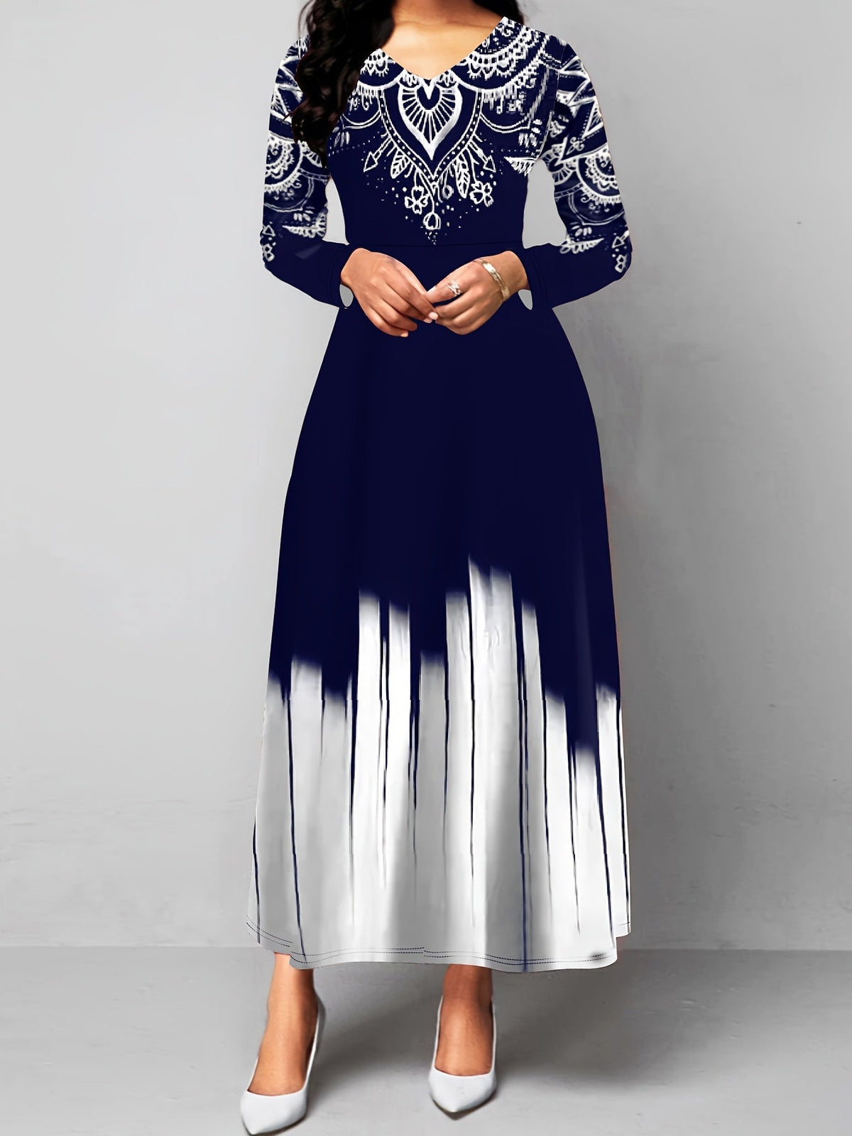 Robe midi de Noël pour femme à manches longues