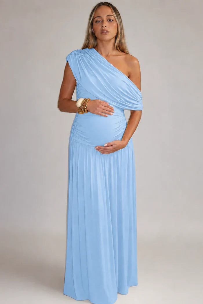 Women's One-Shoulder Maternity Maxi Dress