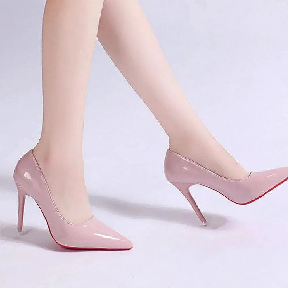 Patent Leather Stiletto Pumps with Pointed Toe