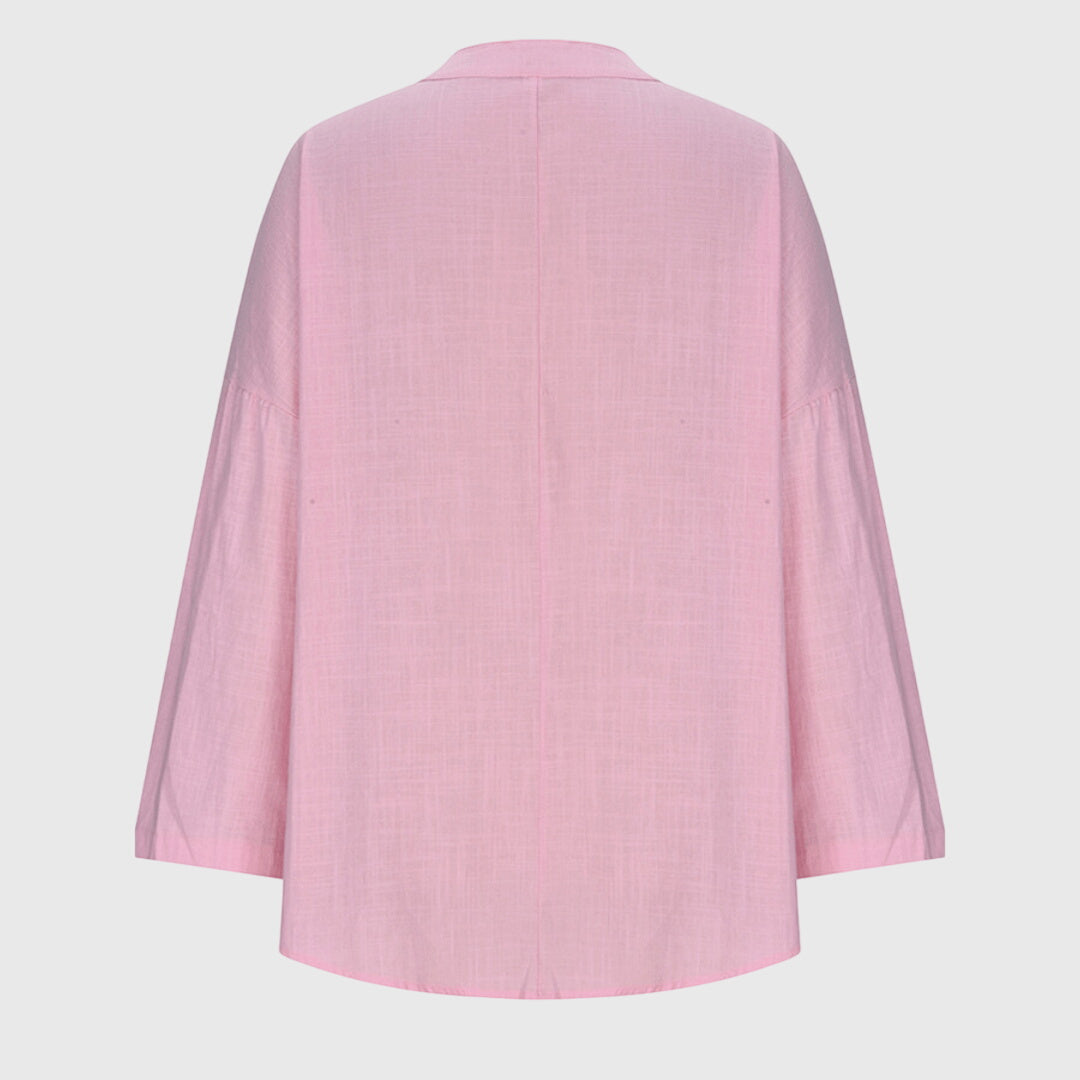 V-Neck Linen Blouse with Relaxed Fit