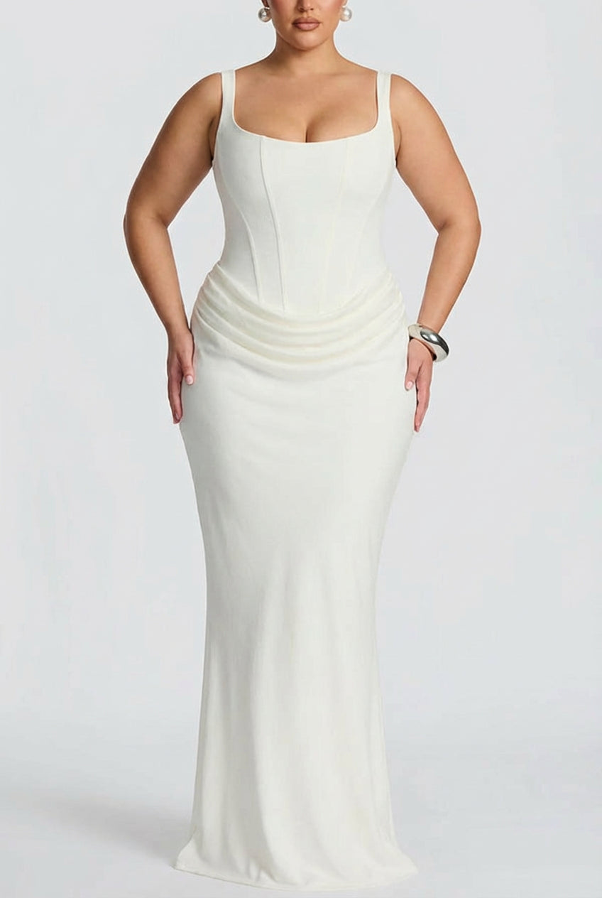 Women’s Square Neck Ruched Maxi Dress
