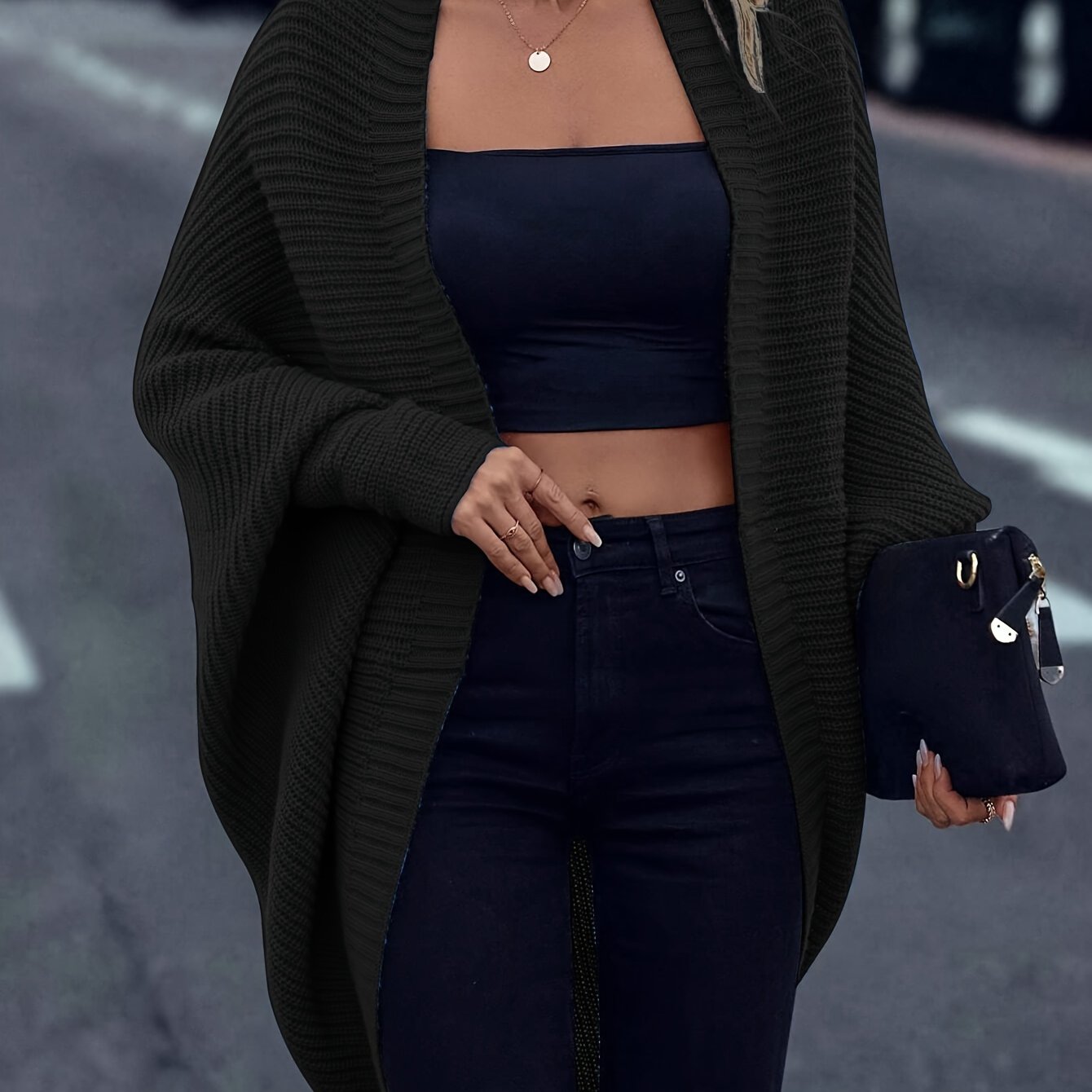 Women’s Oversized Open Front Knit Cardigan