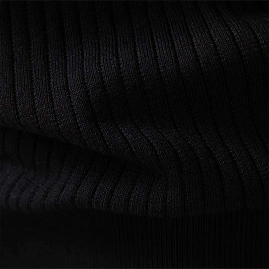 Men's Ribbed Henley Sweater with Button Neck