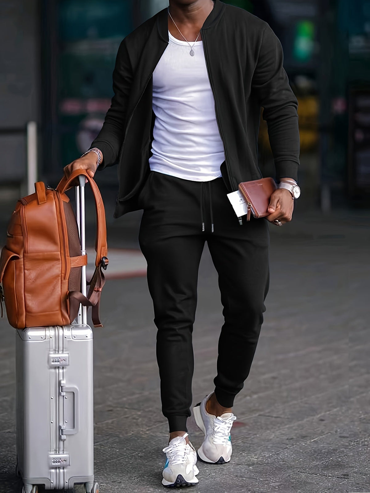Ensemble survêtement pour homme avec blouson bomber coupe slim et joggings
