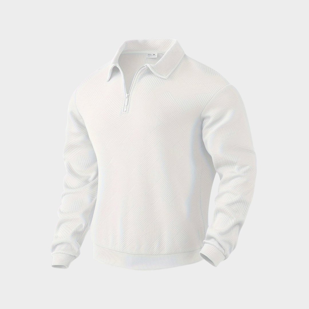 Men’s Textured Half-Zip Collared Sweatshirt