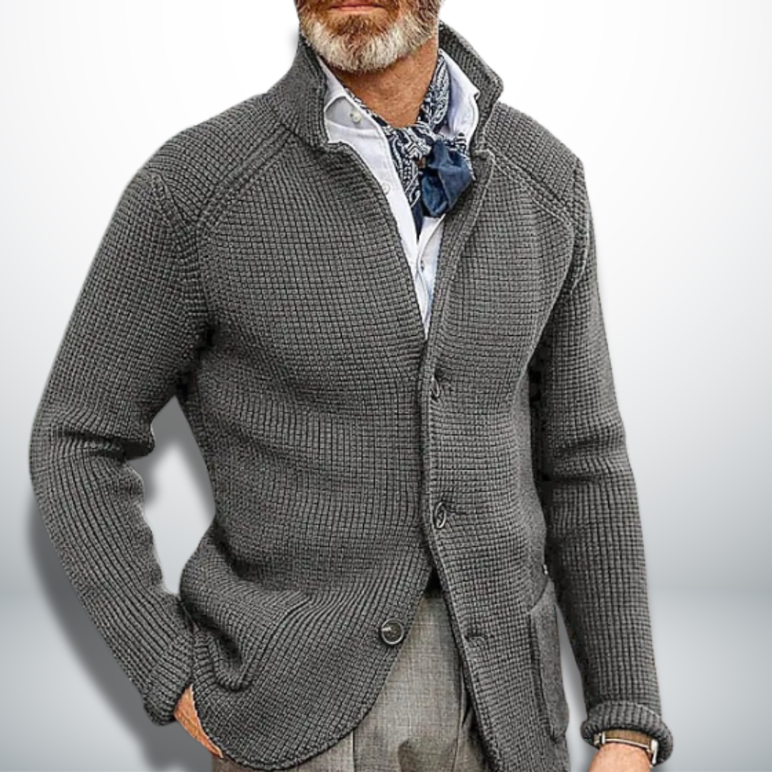 Men's Knitted Stand-Collar Cardigan