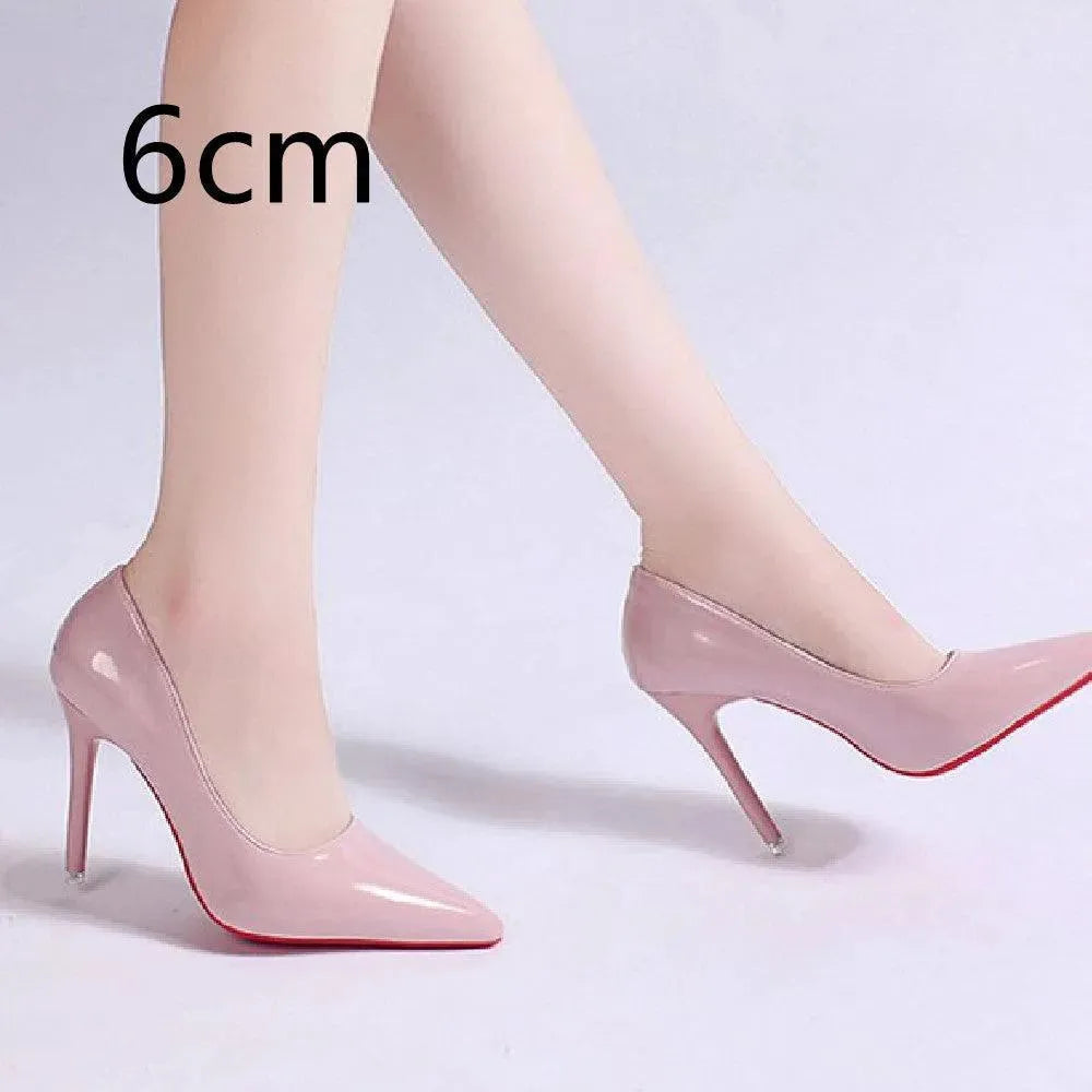 Patent Leather Stiletto Pumps with Pointed Toe