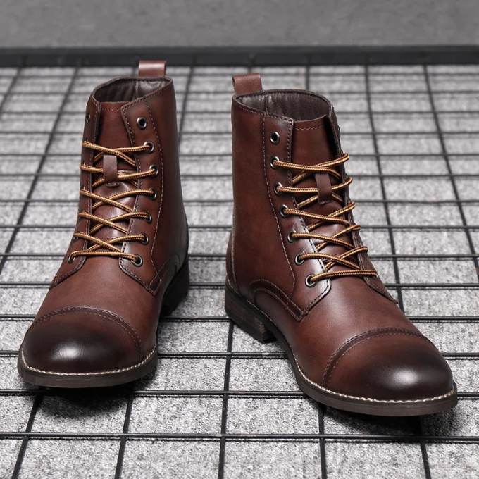 Men's Lace-Up Ankle Boots | Black Leather