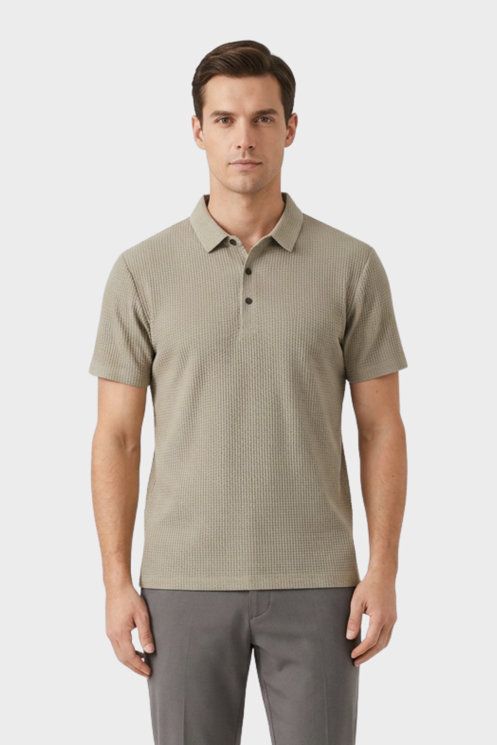 Men's Textured Polo Shirt | Short Sleeve Button Placket