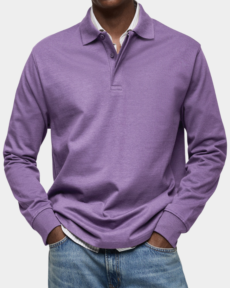 Men's Long Sleeve Cotton Polo Shirt