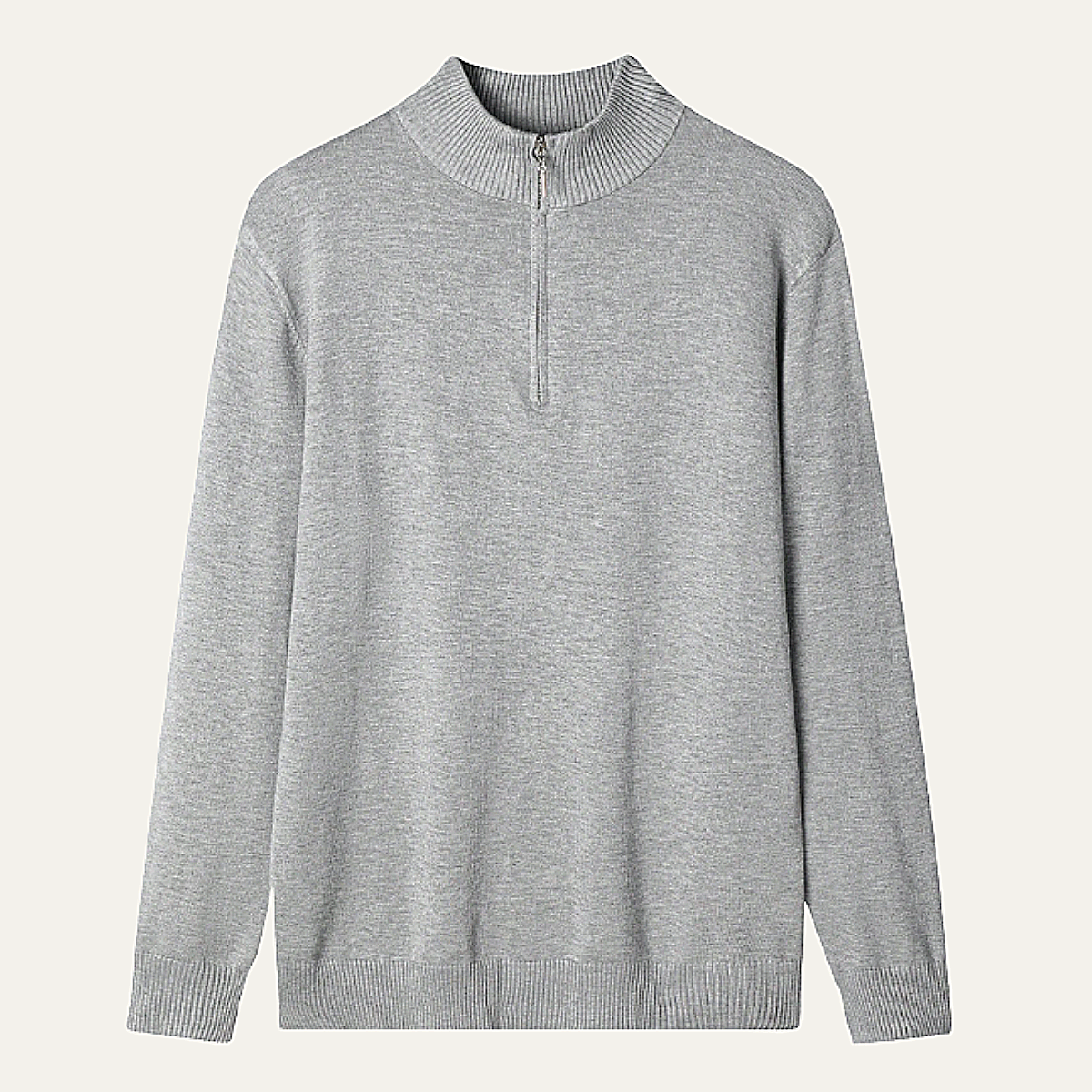 Pull en maille pour homme à col montant et fermeture éclair quart de tour