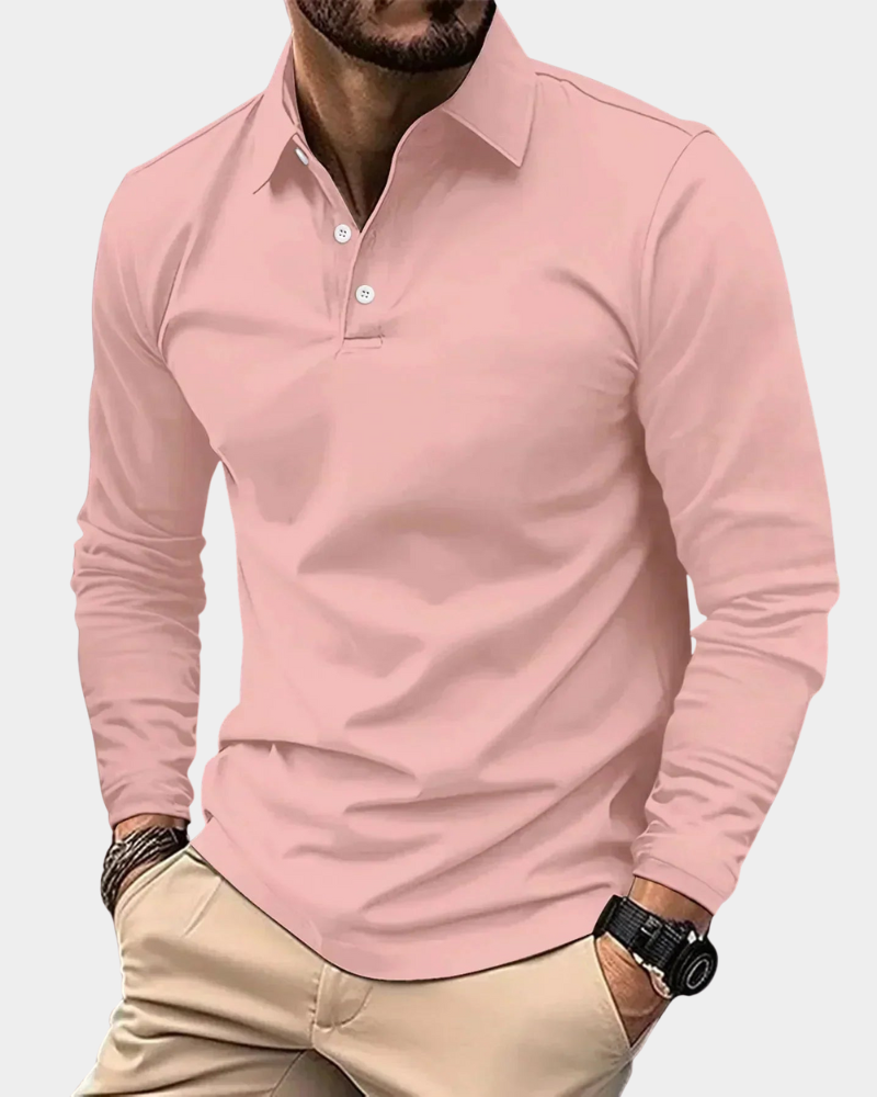 Men's Long Sleeve Smart Casual Polo Shirt