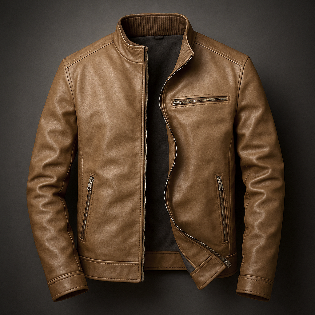 Veste biker pour homme imitation cuir à fermeture éclair