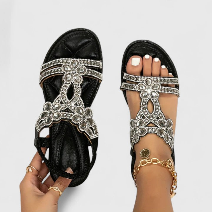 Rhinestone Sandals with Embellished Ankle Strap