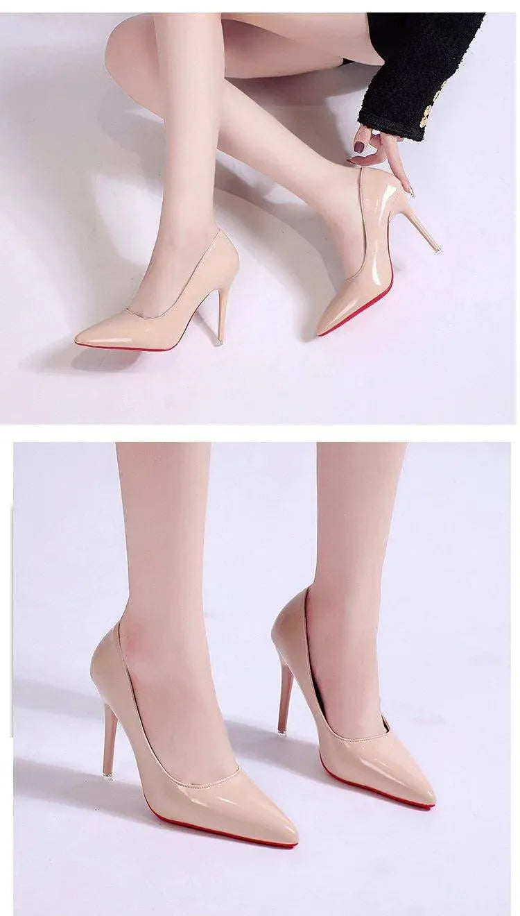 Patent Leather Stiletto Pumps with Pointed Toe