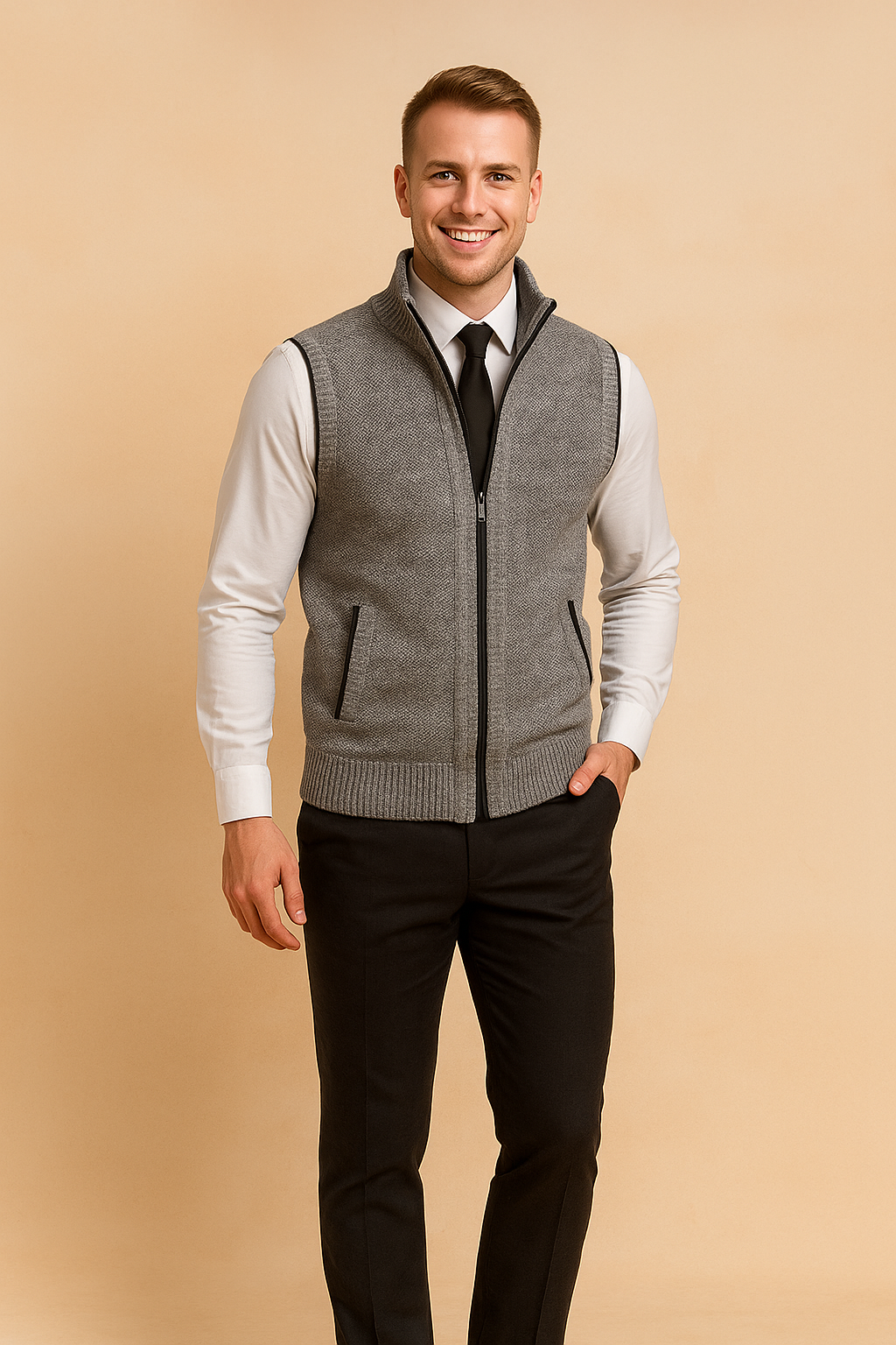 Men's Sleeveless Zip-Up Cardigan Vest