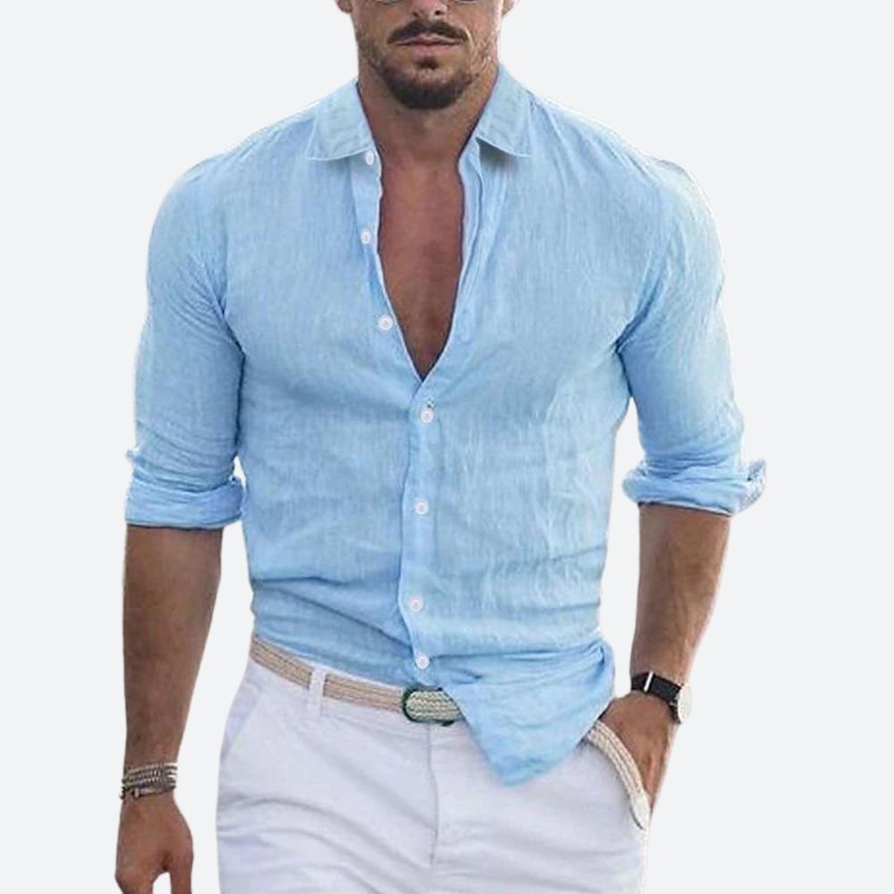Relaxed Linen Shirt with Long Sleeves
