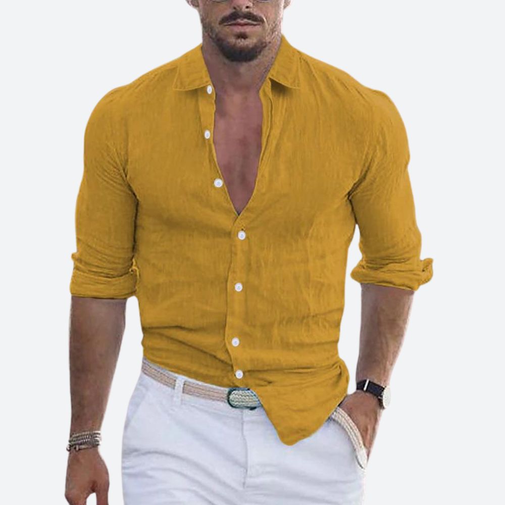Relaxed Linen Shirt with Long Sleeves