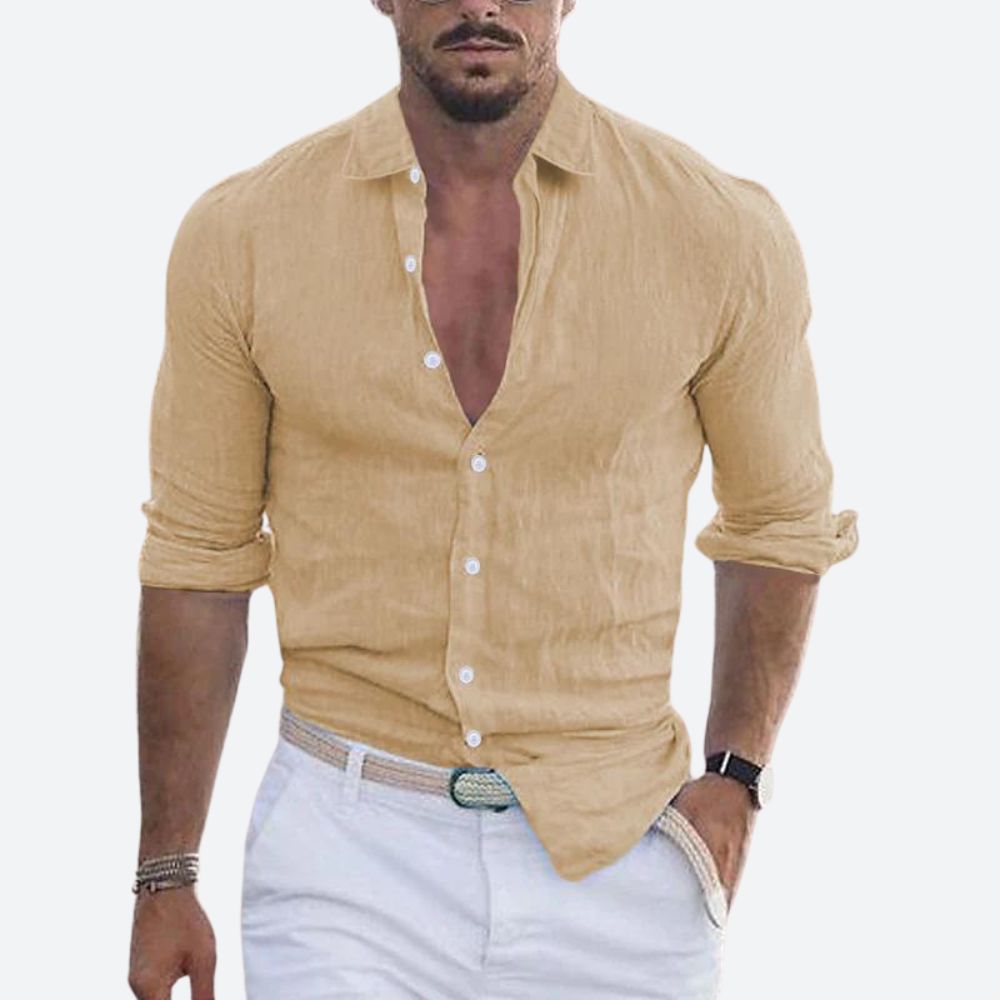 Relaxed Linen Shirt with Long Sleeves
