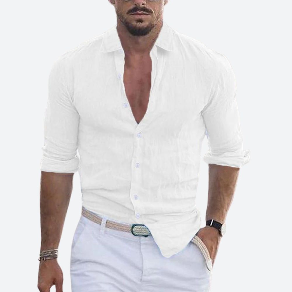 Relaxed Linen Shirt with Long Sleeves