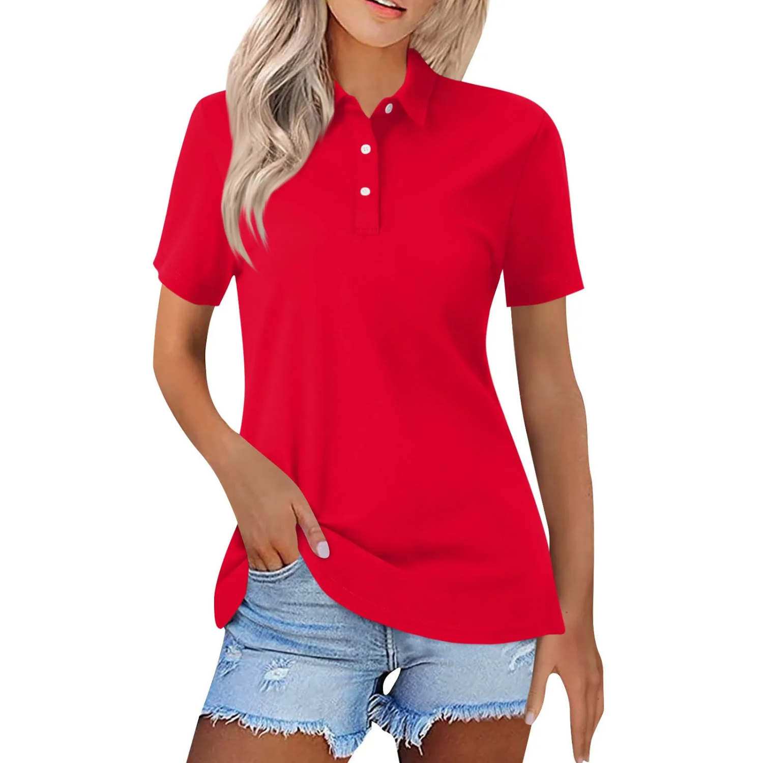 Collared Polo Shirt with Button Placket
