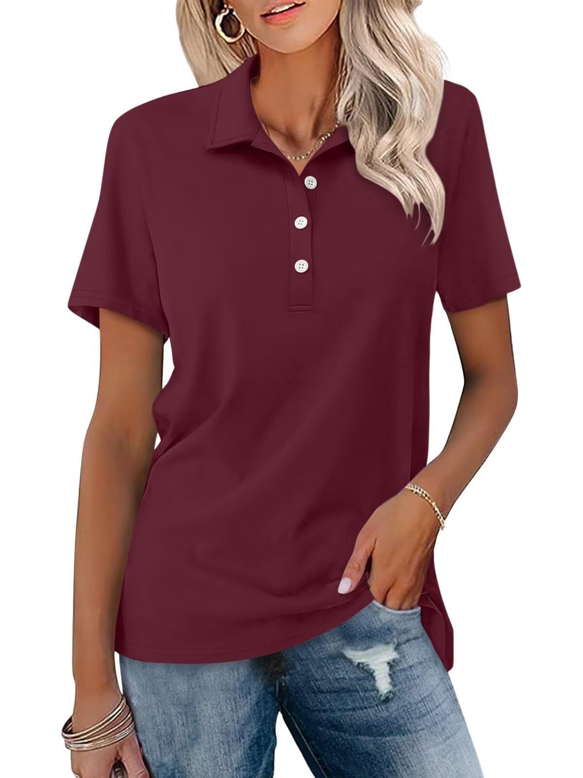 Collared Polo Shirt with Button Placket