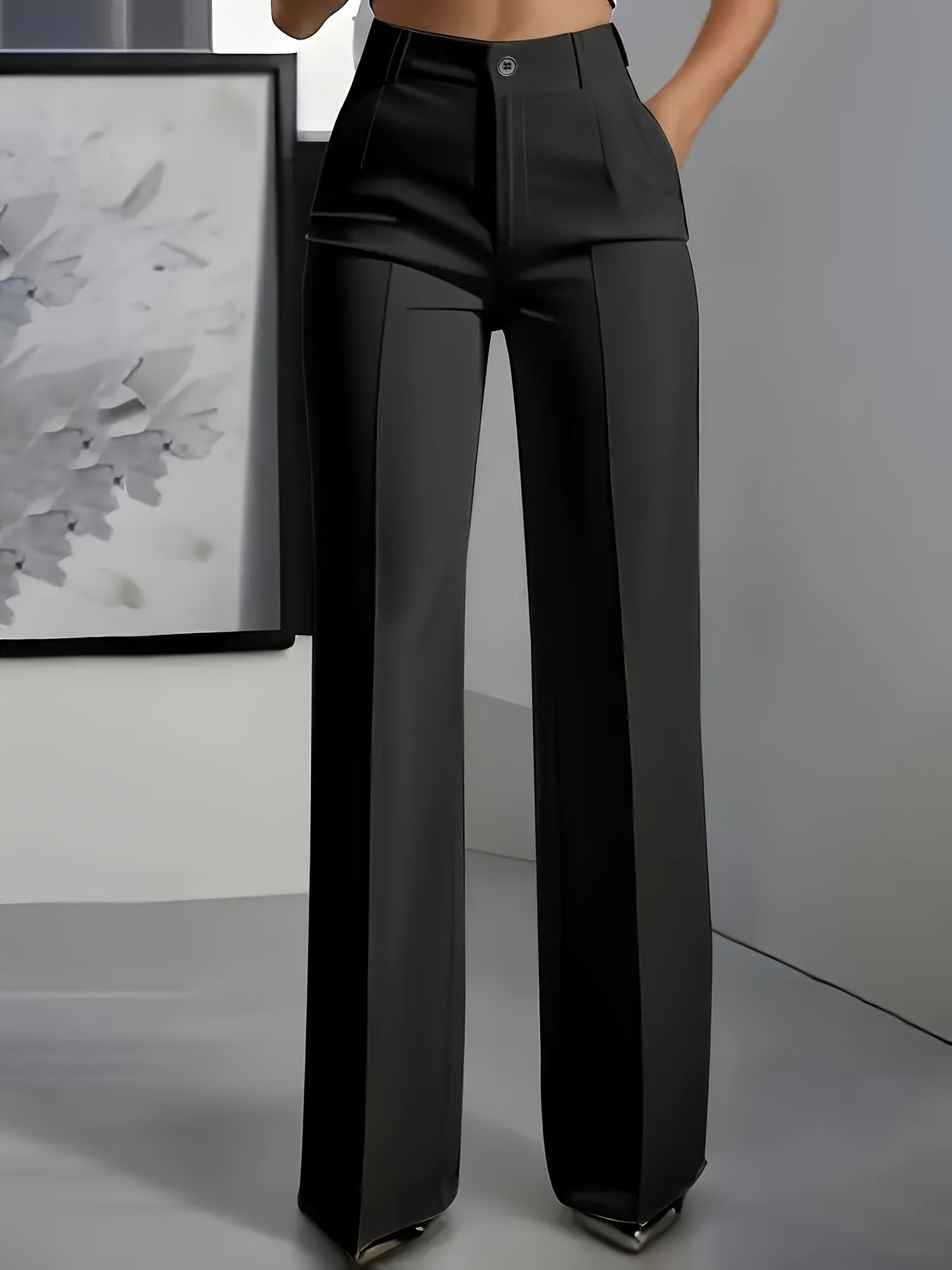 Women's High Waisted Wide Leg Tailored Trousers