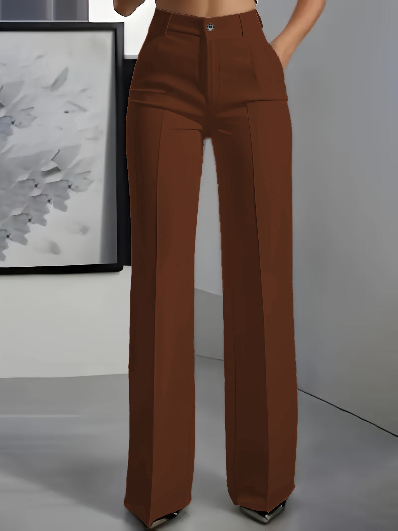 Women's High Waisted Wide Leg Tailored Trousers