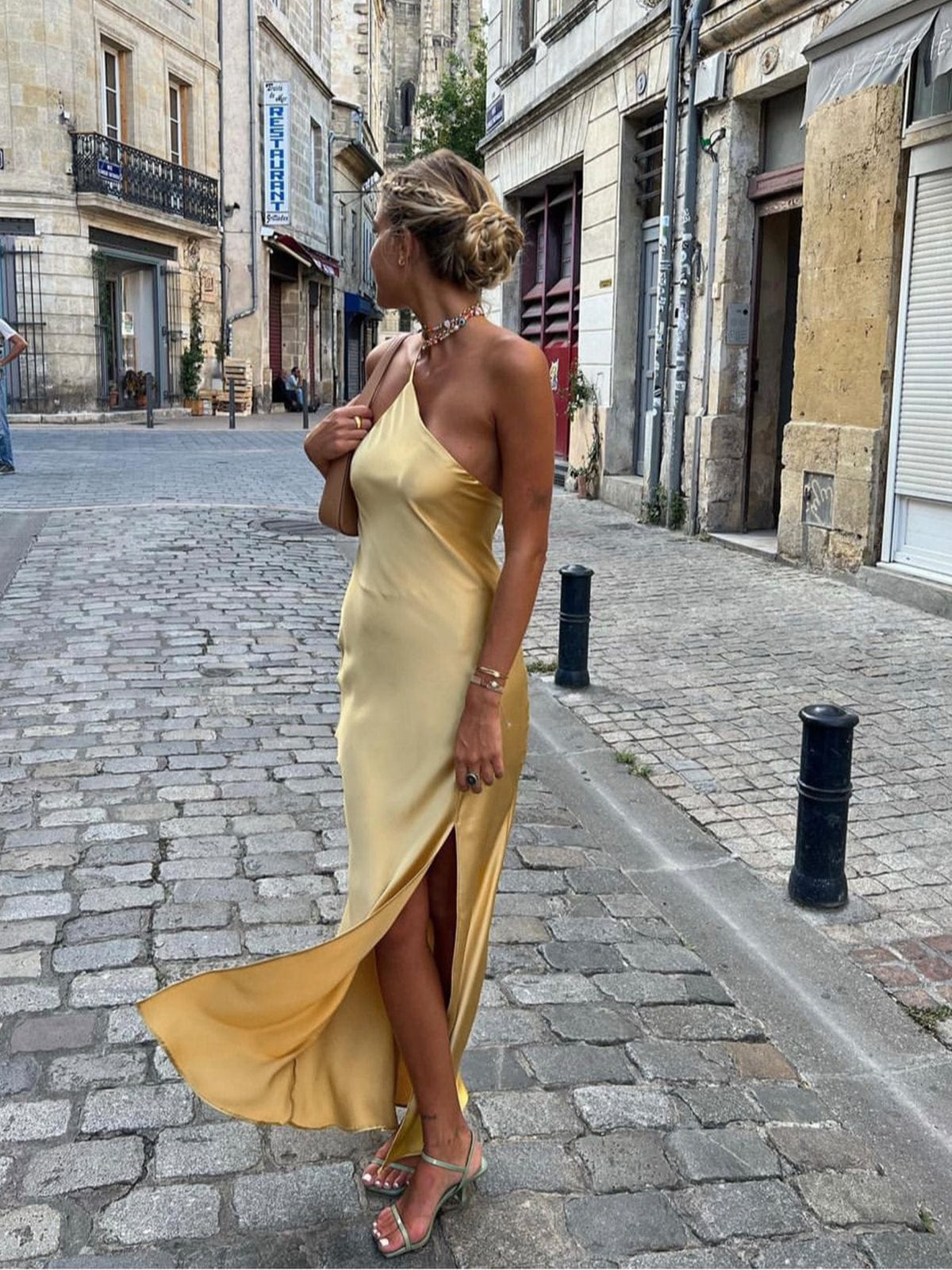 Robe longue dos nu en satin pour femme | Invitée de mariage et occasions spéciales