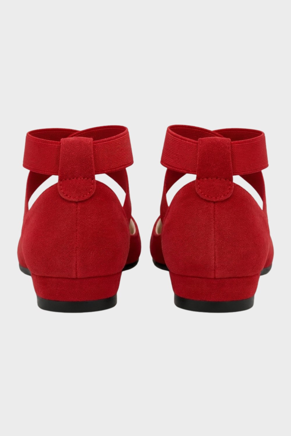 Suede Ballet Flats with Crisscross Ankle Strap