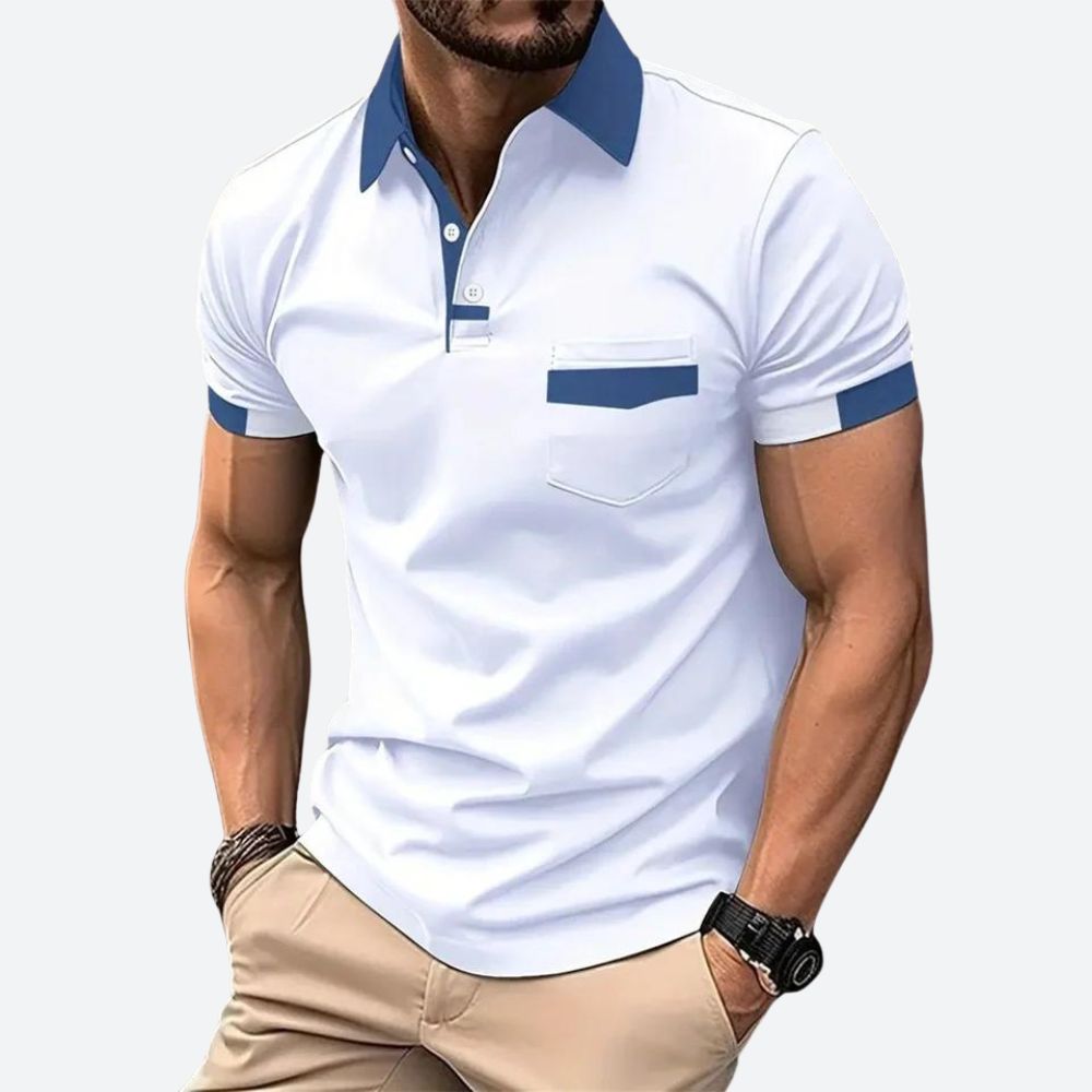 Men's Contrast Collar Pocket Polo Shirt