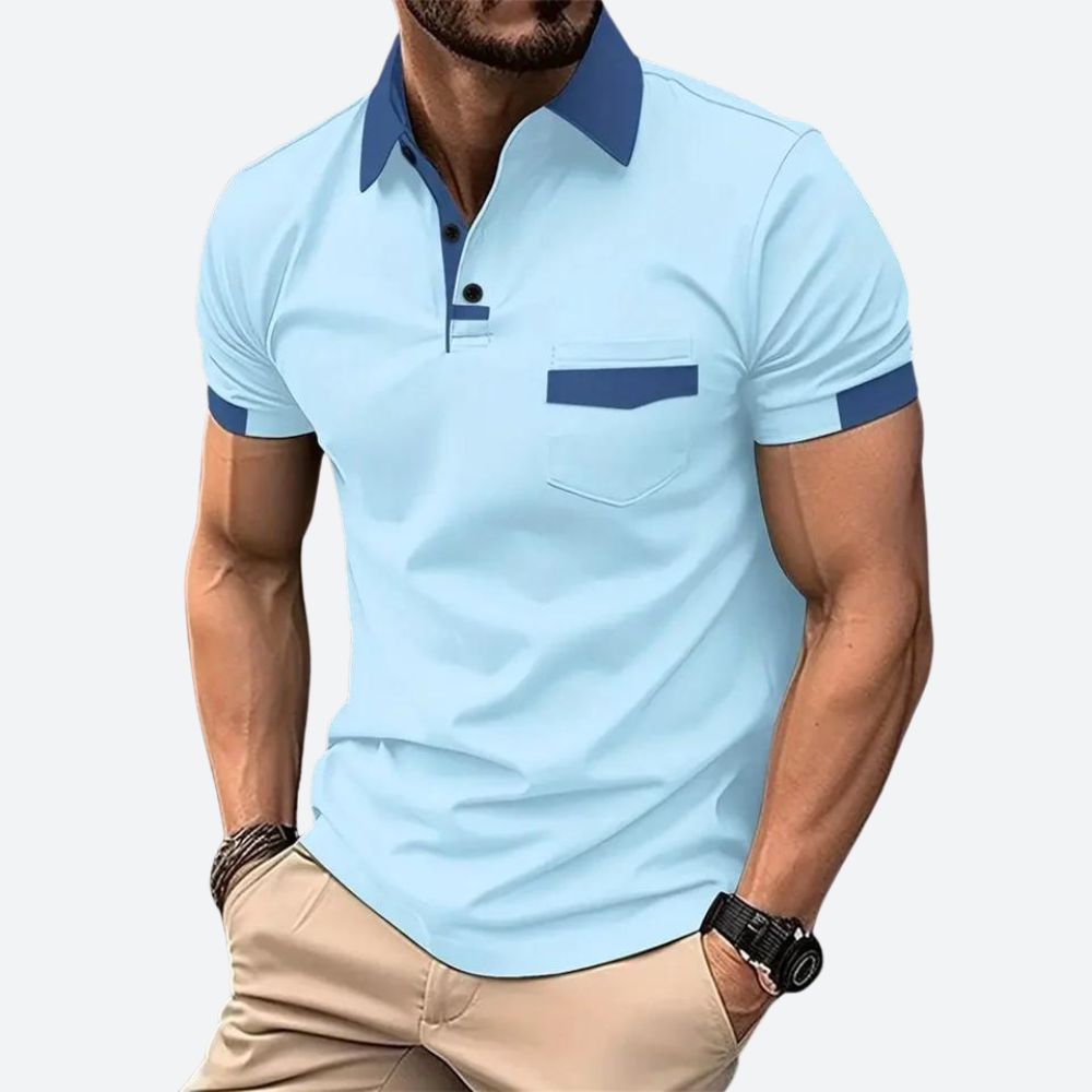 Men's Contrast Collar Pocket Polo Shirt