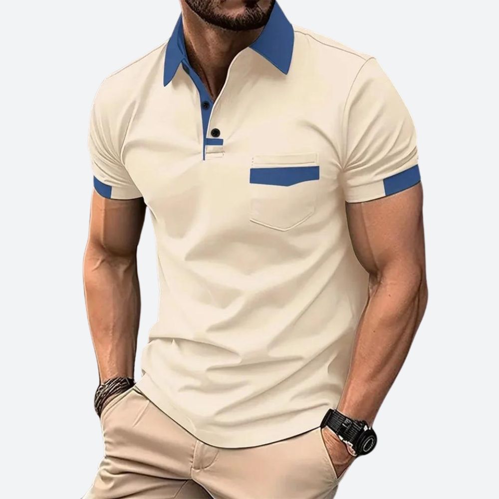 Men's Contrast Collar Pocket Polo Shirt