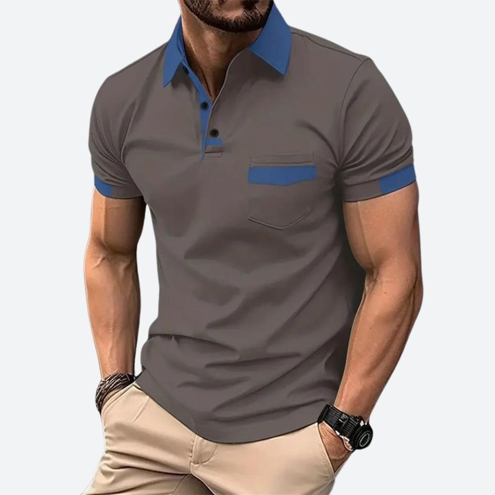 Men's Contrast Collar Pocket Polo Shirt