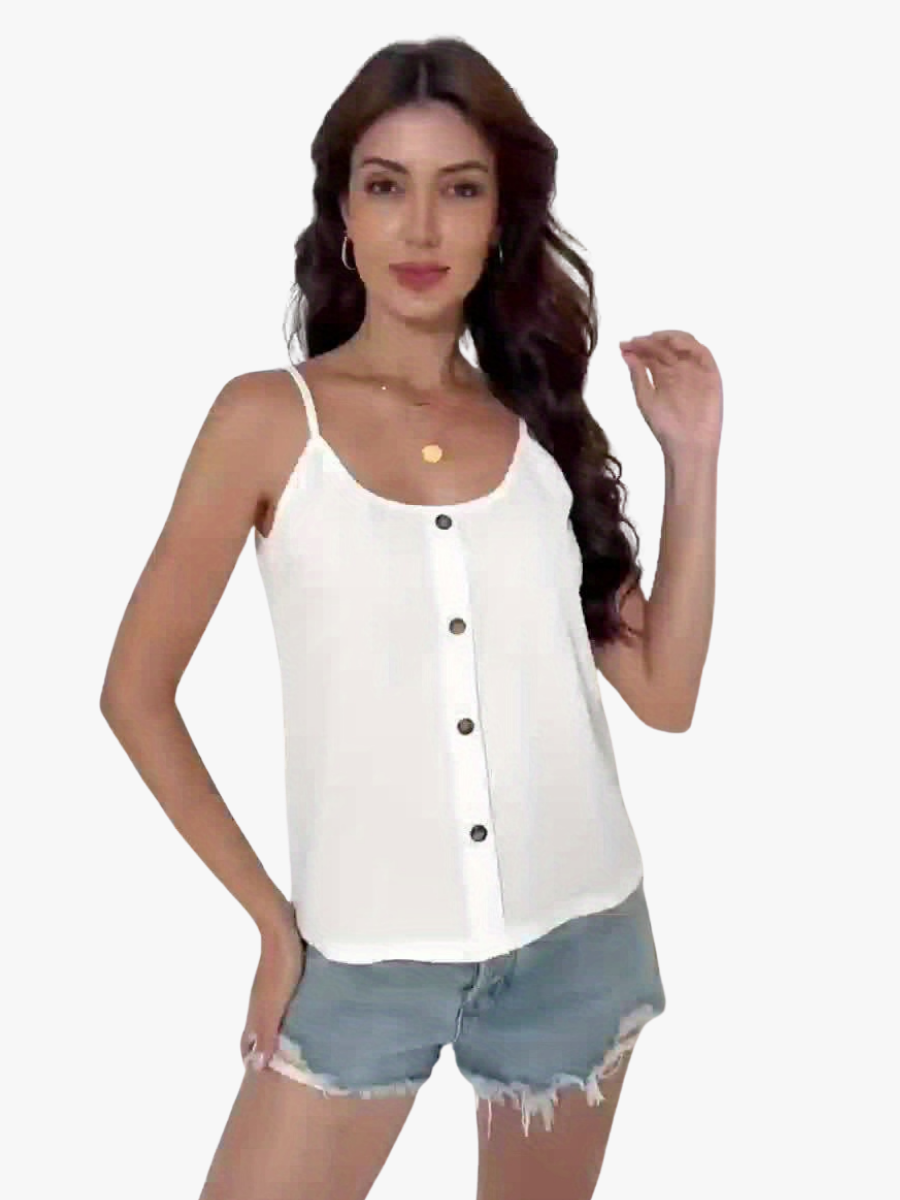 Women's Button Front Strappy Camisole Top