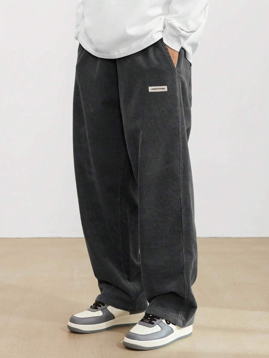 Men's Relaxed Fit Corduroy Wide Leg Trousers