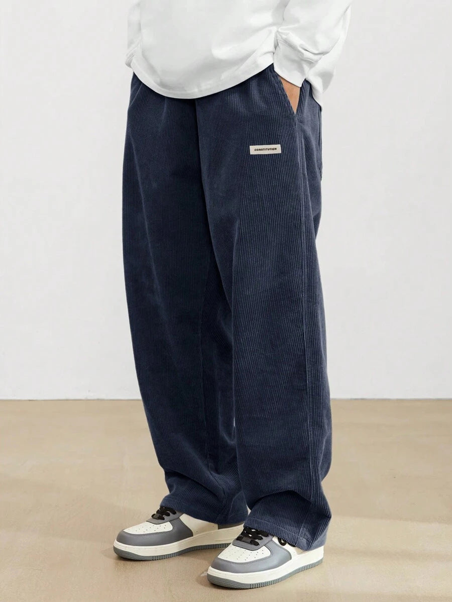 Men's Relaxed Fit Corduroy Wide Leg Trousers