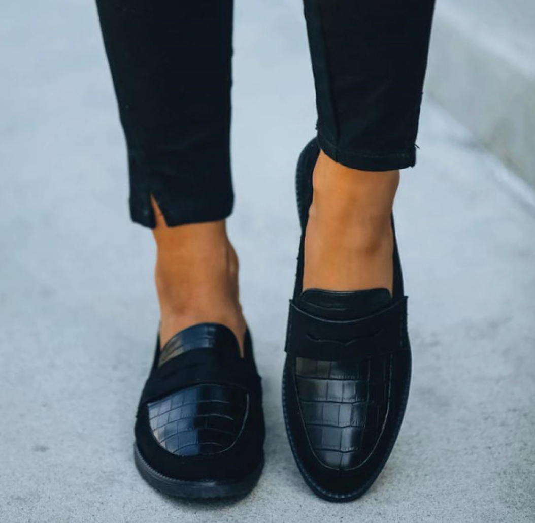 Women's Croc Detail Penny Loafers