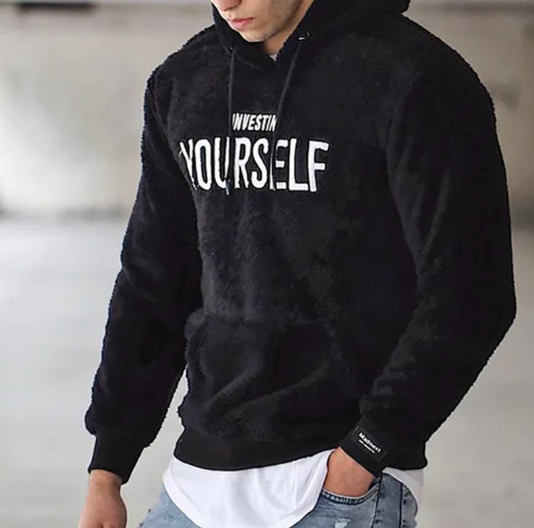 Men's Sherpa Fleece Hoodie | Warm Pullover Sweatshirt