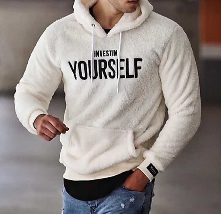 Men's Sherpa Fleece Hoodie | Warm Pullover Sweatshirt