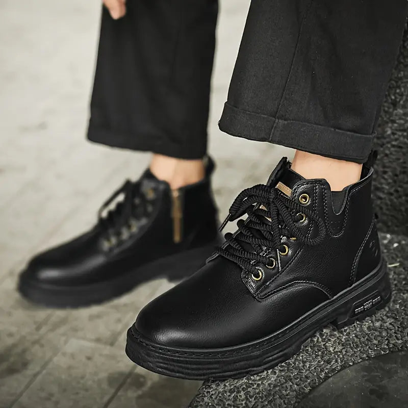 Bottines homme à lacets avec fermeture éclair latérale