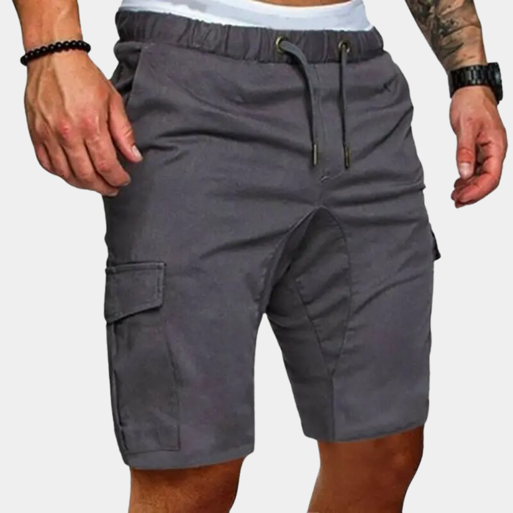 Cargo Shorts with Drawstring Waist and Flap Pockets