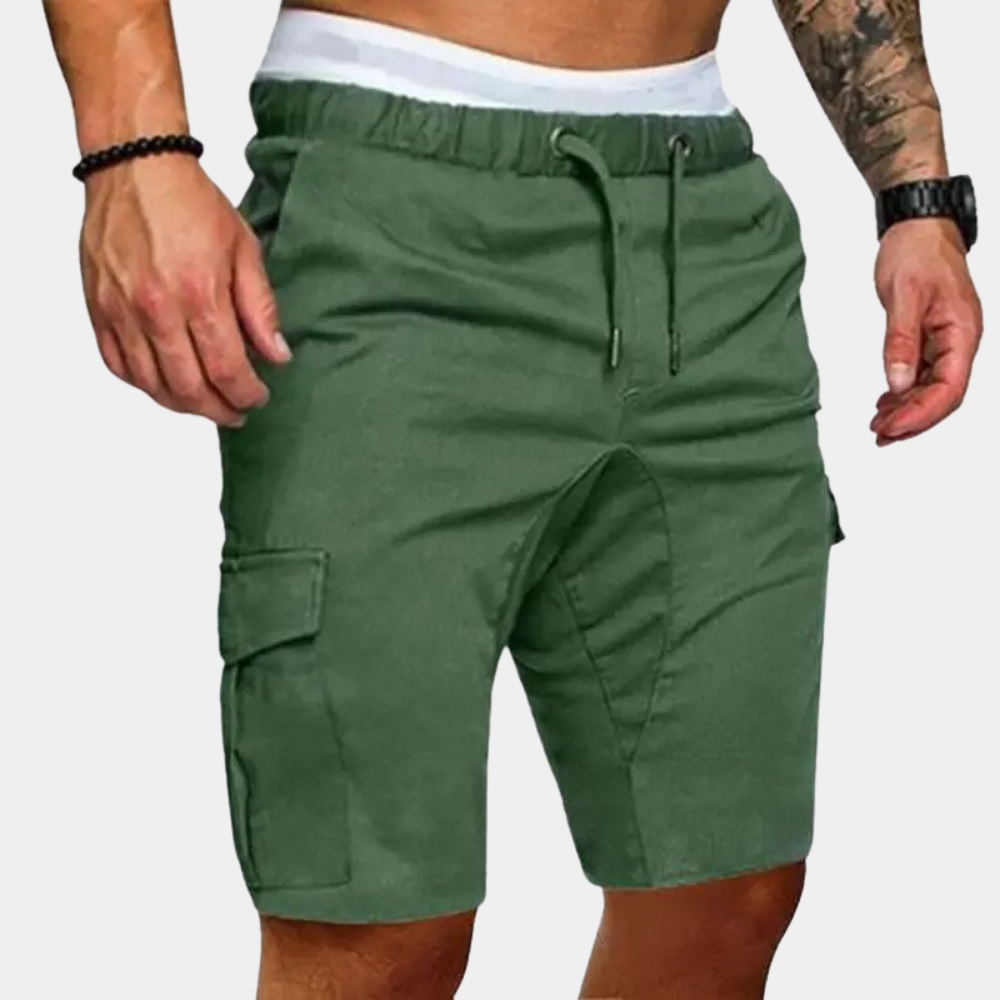 Cargo Shorts with Drawstring Waist and Flap Pockets