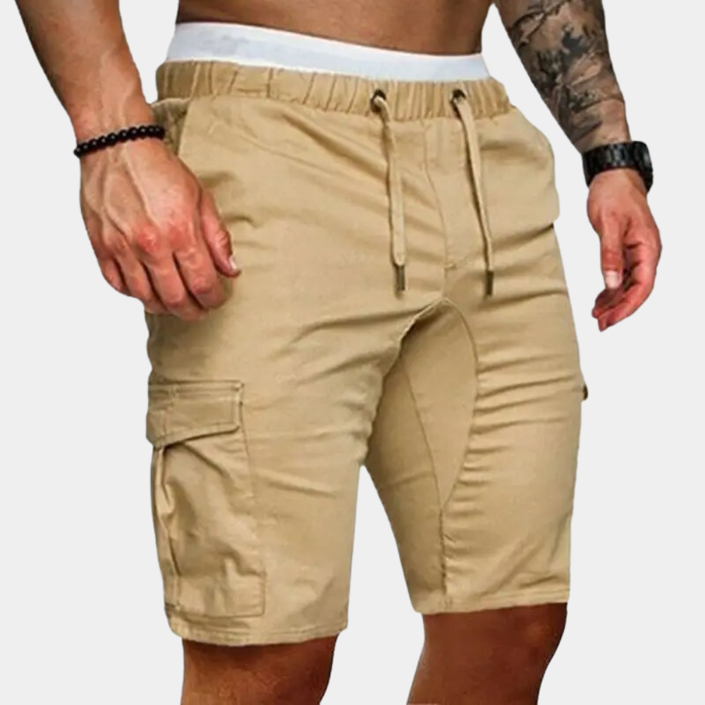 Cargo Shorts with Drawstring Waist and Flap Pockets